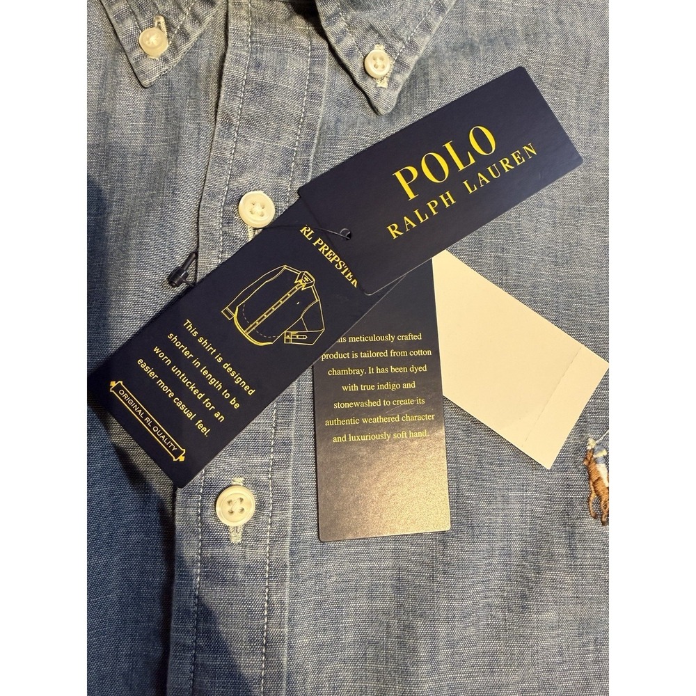 Polo Ralph Lauren Chambray Button Down Indigo Classic Fit Untucked L NWT - Picture 5 of 10